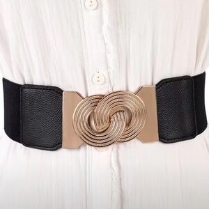 Elastic Leather Gold Buckle Fashion Belt